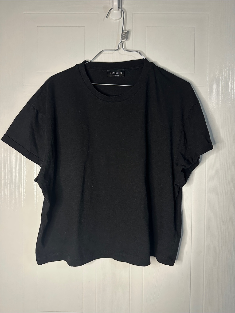 NWOT Paperoc Black Relaxed Crew Short Sleeve Tee